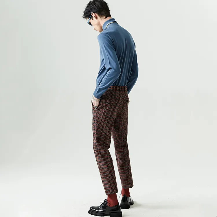 DAVID NAMAN SS22 Straight Casual Pants Men's Burgundy-4
