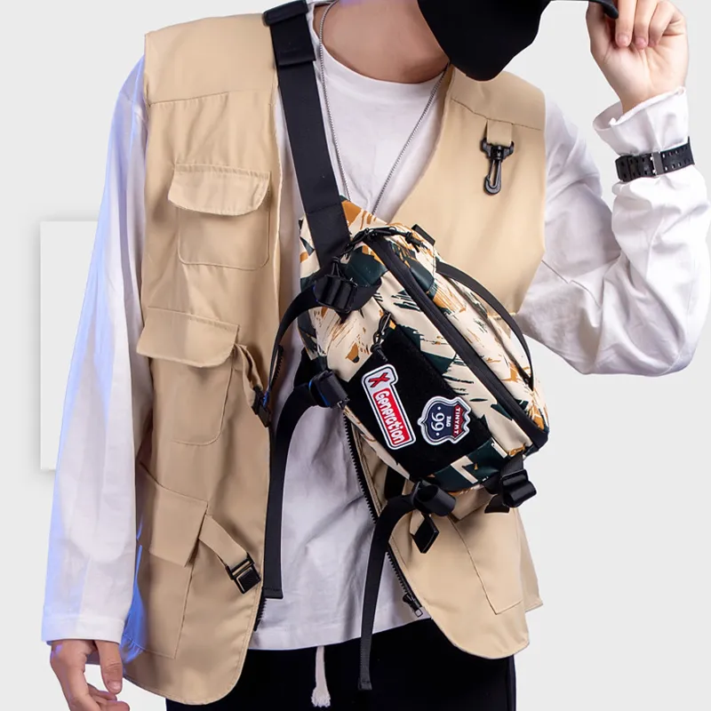 HAWA Polyester Crossbody Bag Shoulder Bag Sling Bag Fanny Pack Medium Size Unisex Black/Camouflage-9