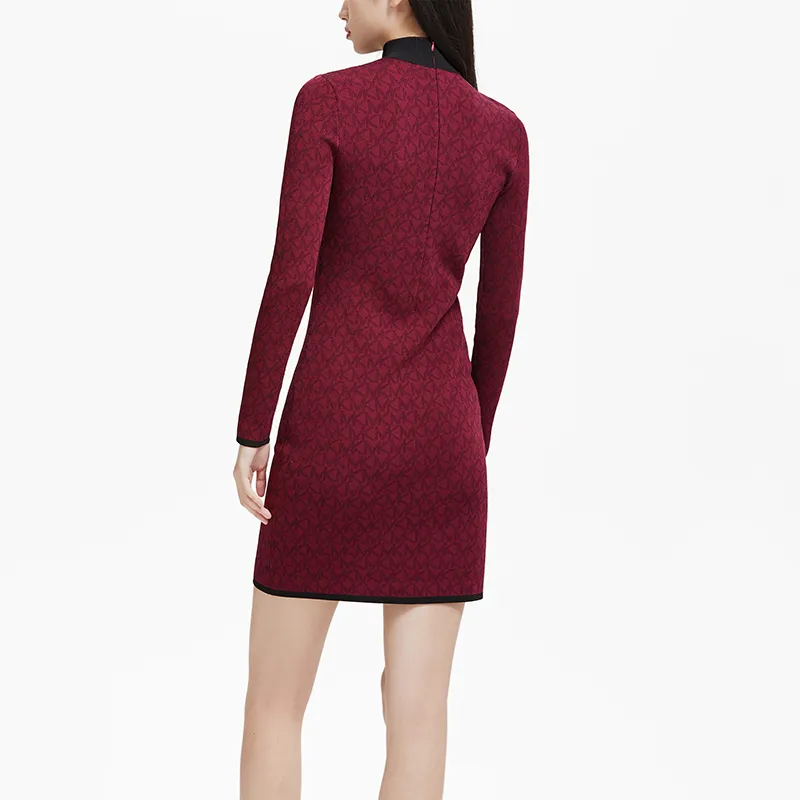 MICHAEL KORS Long Sleeved Dresses Women's Burgundy-3