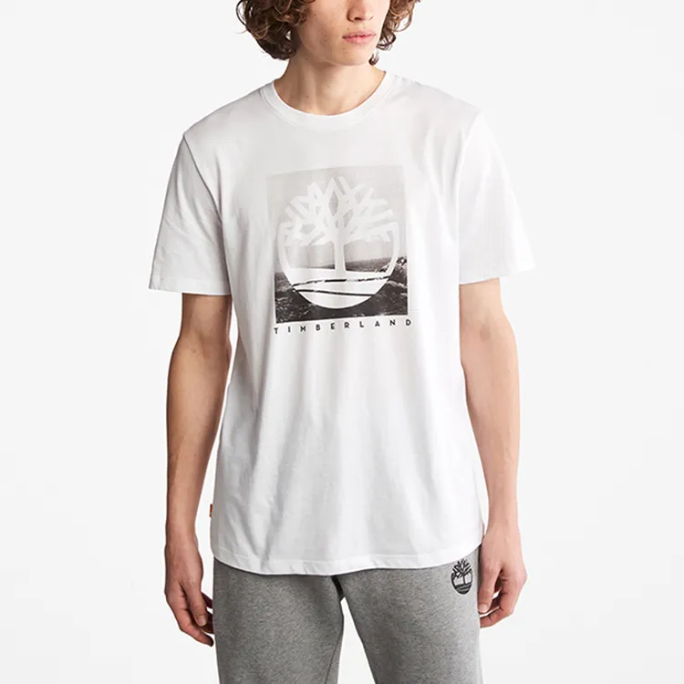Timberland Drop Shoulder Sleeve T Shirt Men's White-2