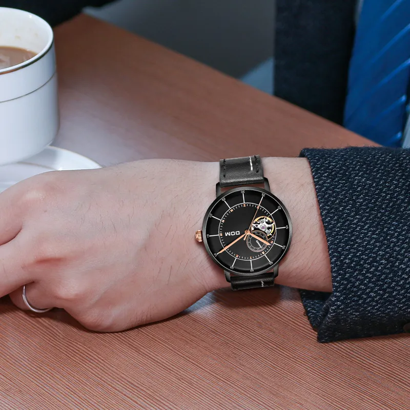 DOM Hollow Series Automatic Mechanical Movement Watch Men's Watches Black Dial 6923411121130-3
