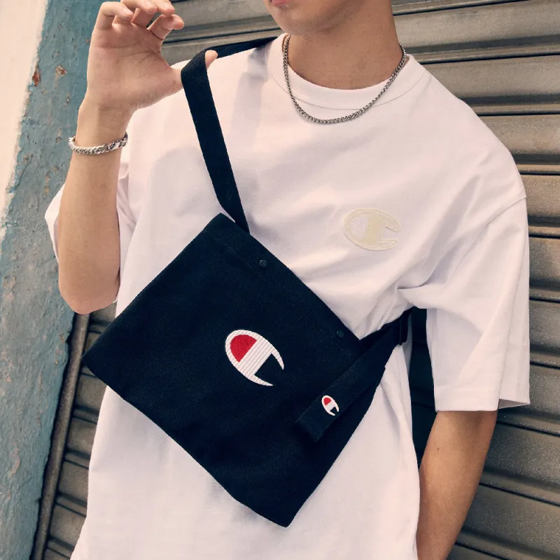 Champion Canvas Canvas Tote Bag Tote Bag Shopping Bag Shoulder Bag Crossbody Bag Unisex Black/Beige-7