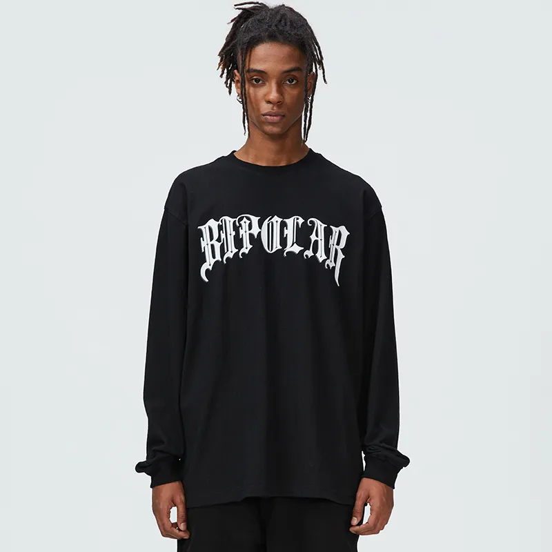 BIPOLAR Long Sleeved T Shirt Unisex Gray Black White-3