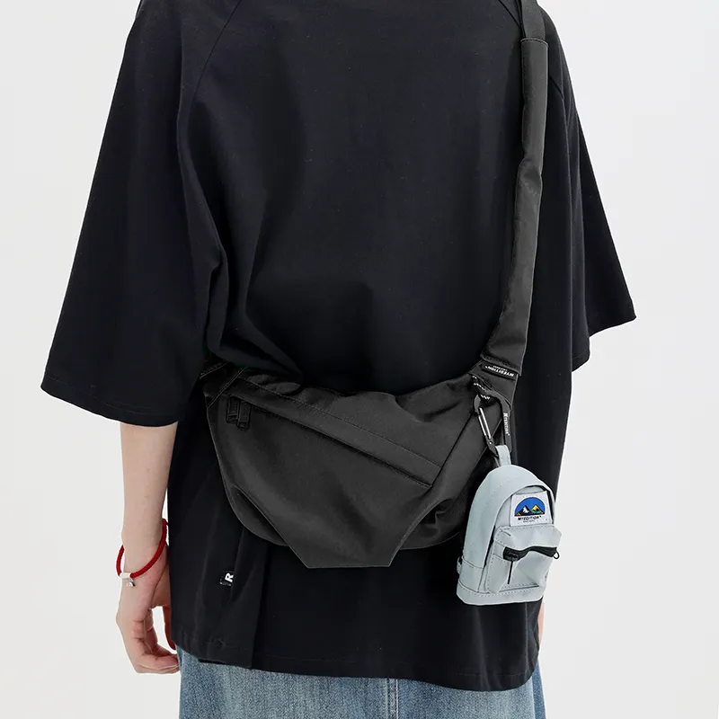 MYEDITION Shoulder Bag, Cell Phone Pouch, Crossbody Bag Nylon Polyester Black/Gray Unisex-10