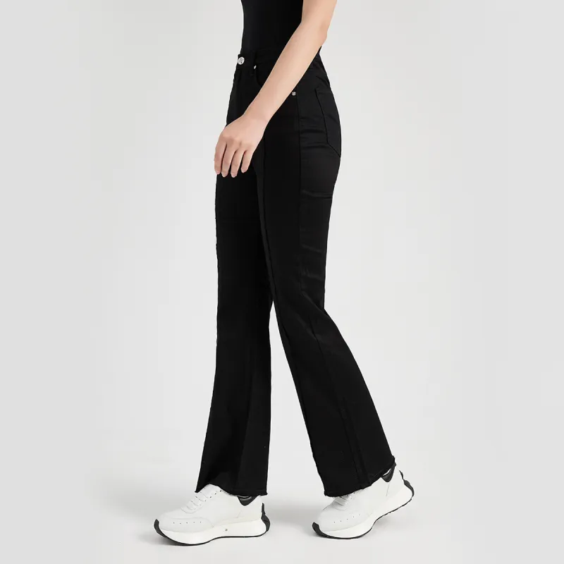 23R+ Flared Pants Jeans Women's Black-5