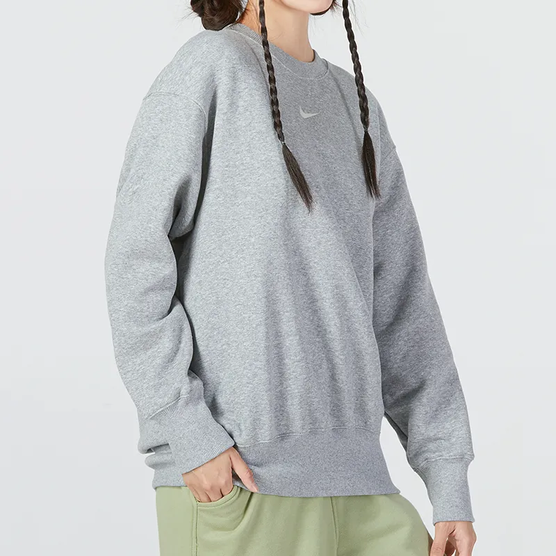 Nike W Nsw Phnk Flc 0S Crew Pullover Sweatshirt Gray-3