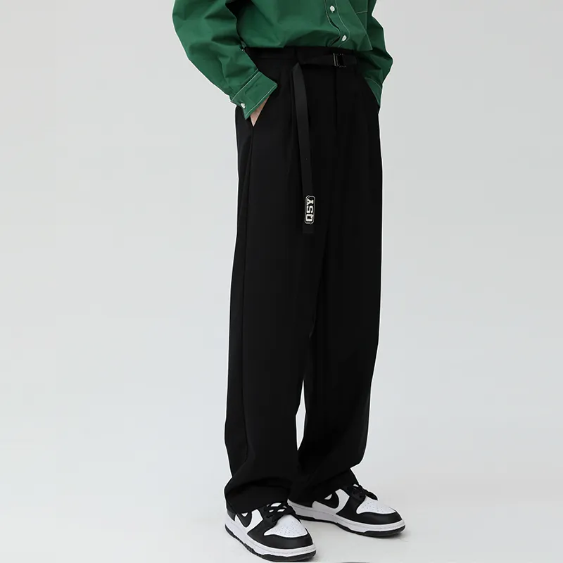 QISENYAR Wide Leg Casual Pants Unisex Black-3