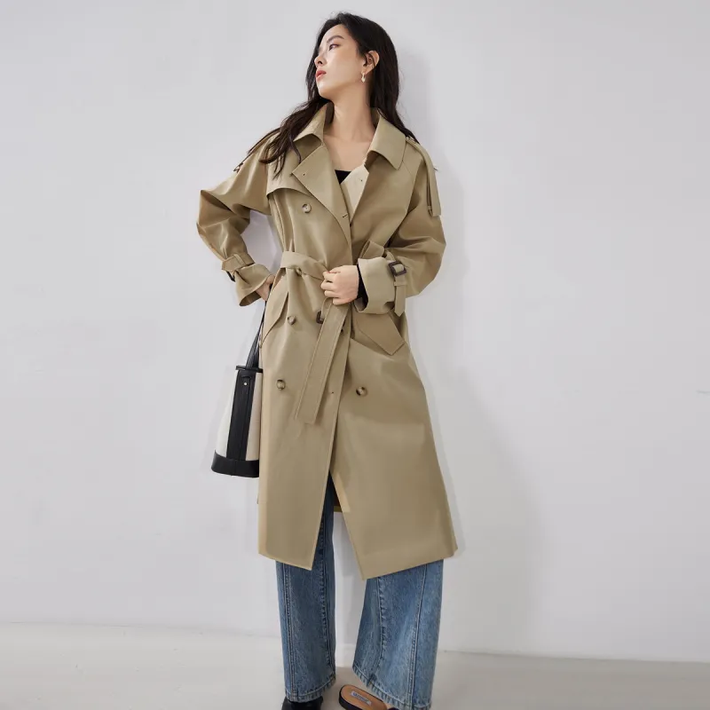 DIALOGUE Trench Coat Women's Classic Khaki-2
