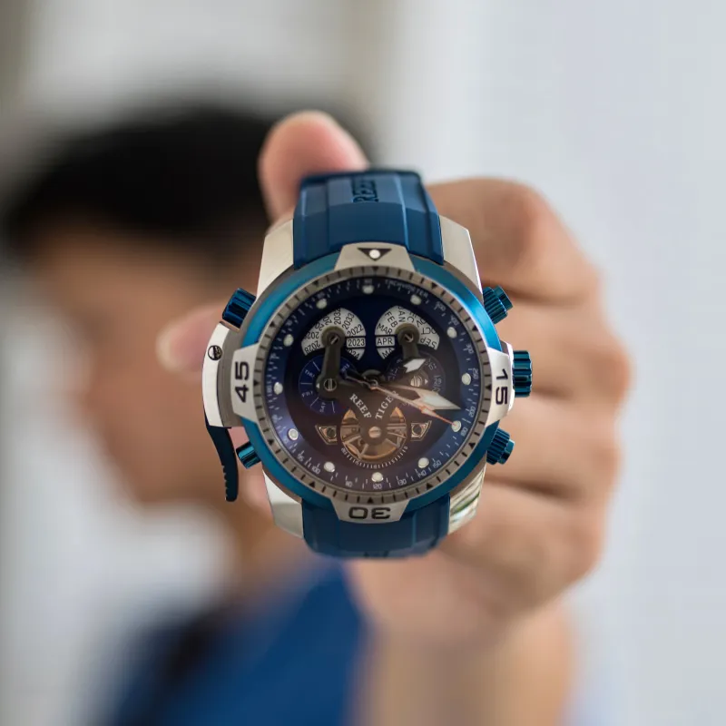 REEF TIGER Aurora Collection Concept Automatic Mechanical Movement Watch Men's Watches Blue Dial-6