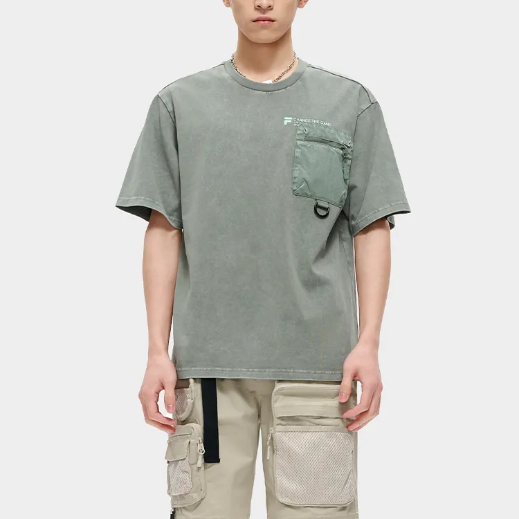FILA FUSION Trending Street Series T Shirt Men's Army Fleece Green-2