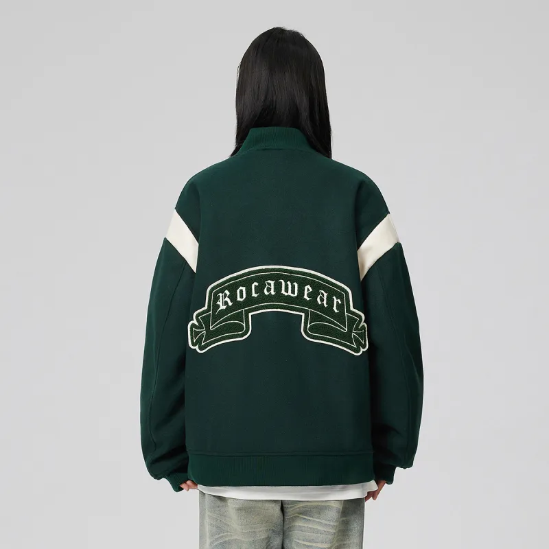 ROCAWEAR Letter Stand Collar Loose Fit Thickened Puffer Jacket Unisex-2