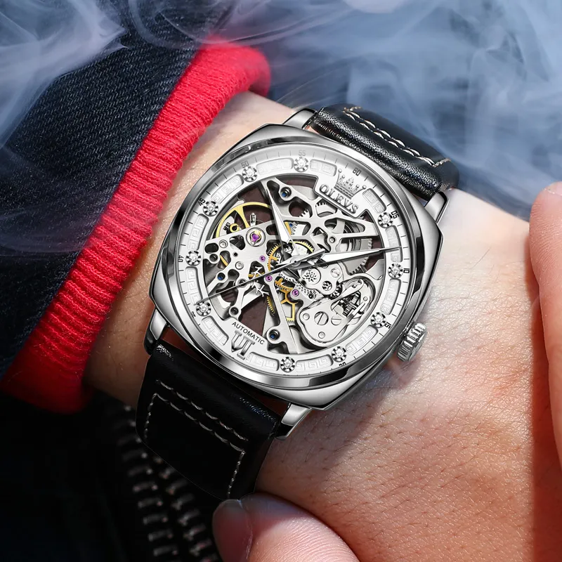 OLEVS Wisdom Series Automatic Mechanical Movement Watch Men's Watches Cut Out Dial-2