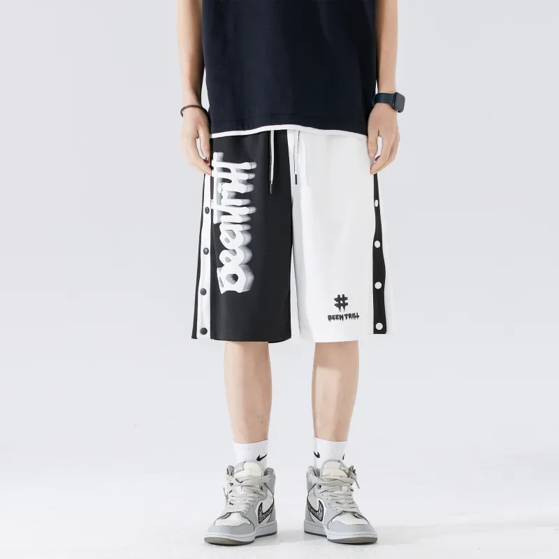 BEENTRILL Casual Shorts Unisex Black/White-2