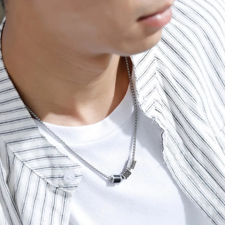 EMPORIO ARMANI Steel Necklaces Men's Silver/Black-1