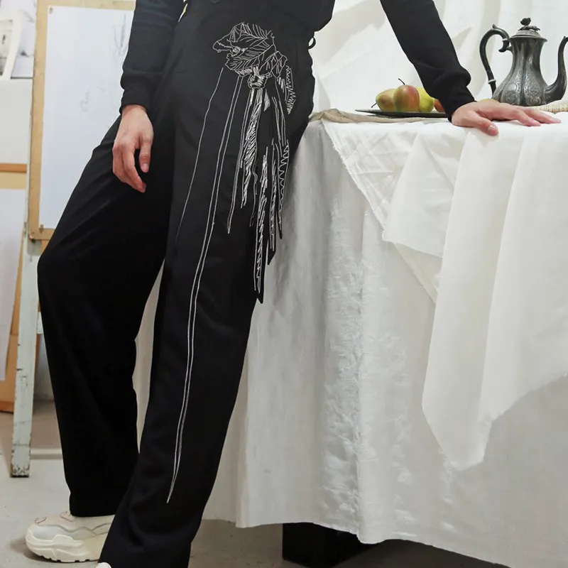 VALLEYOUTH Casual Pants Fall Unisex Black-3