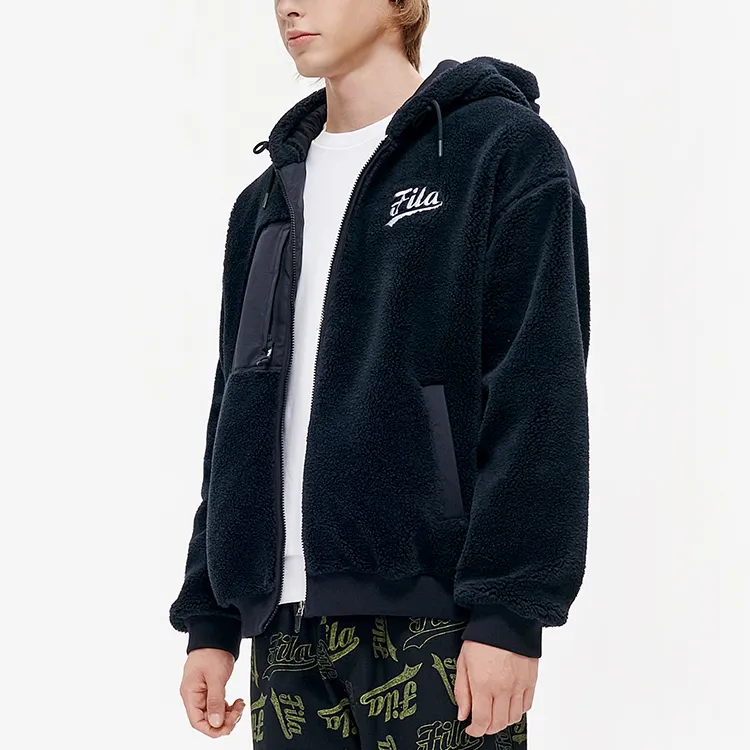 FILA FUSION BASEBALL Series Velvet Jackets Men Pitch Black-5