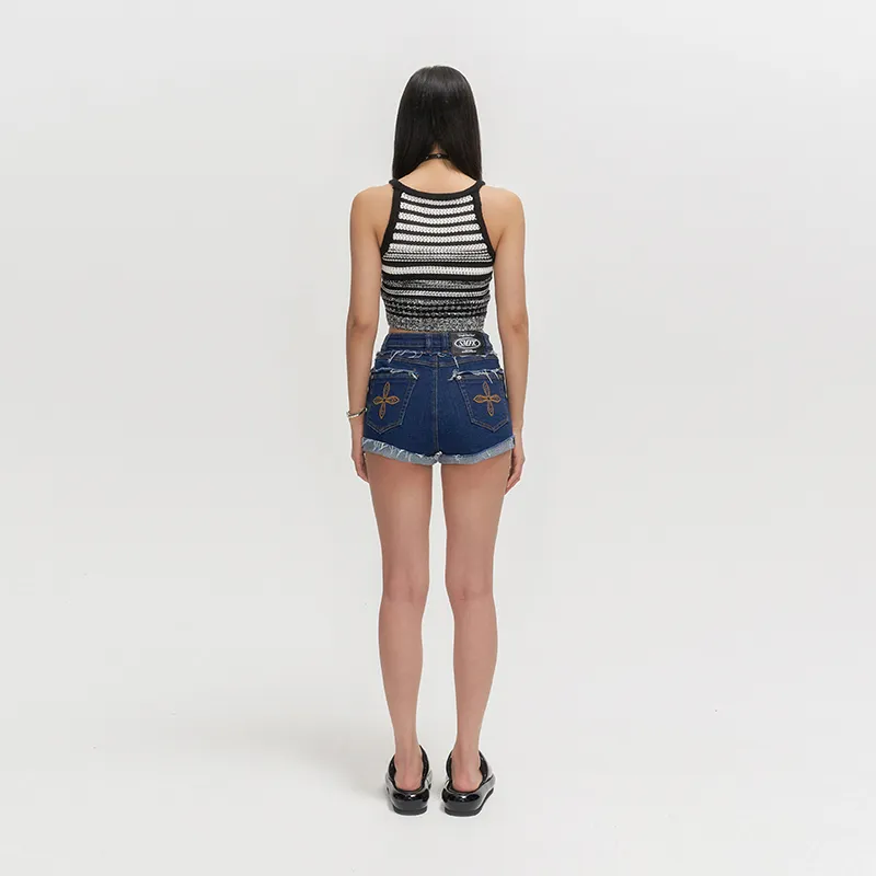SMFK SS23 Denim Shorts Women's Deep Sea Blue-2