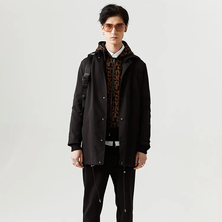 DAVID NAMAN Trench Coats Men Black-5