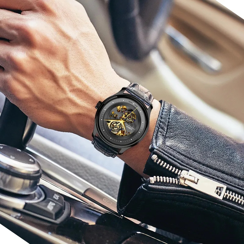LOBINNI L Automatic Mechanical Movement Genuine Leather Strap Watch Men's Watches Cut-Out Dial-19