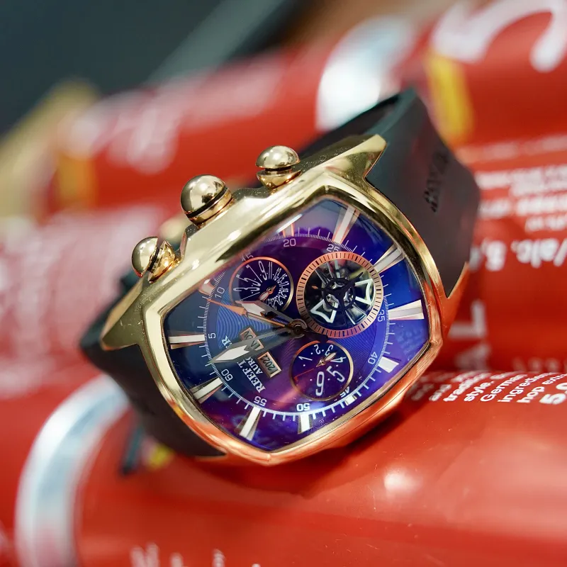 REEF TIGER Aurora Collection Tank II Automatic Mechanical Movement Watch Men's Watches Blue Dial RGA3069 ML-4