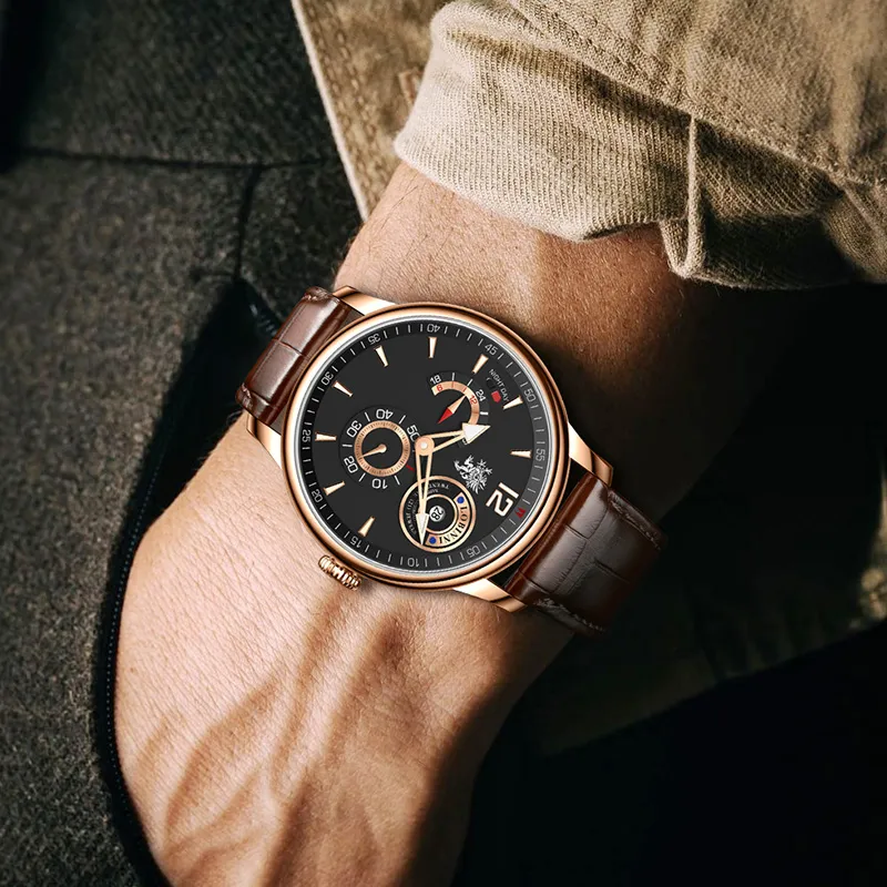 LOBINNI L Automatic Mechanical Movement Watch Men's Watches Black Dial-3