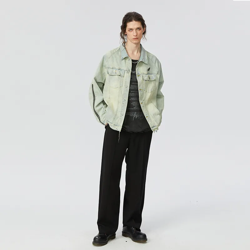 KREATE DENIM Washing Process Series Denim Jacket Unisex Yellow Mud Denim-14