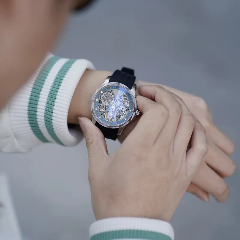 FAIRWHALE Pioneer Collection Men's Watch Automatic Mechanical Movement Silicone Strap Watch Men's Watches Cut Out Dial-1