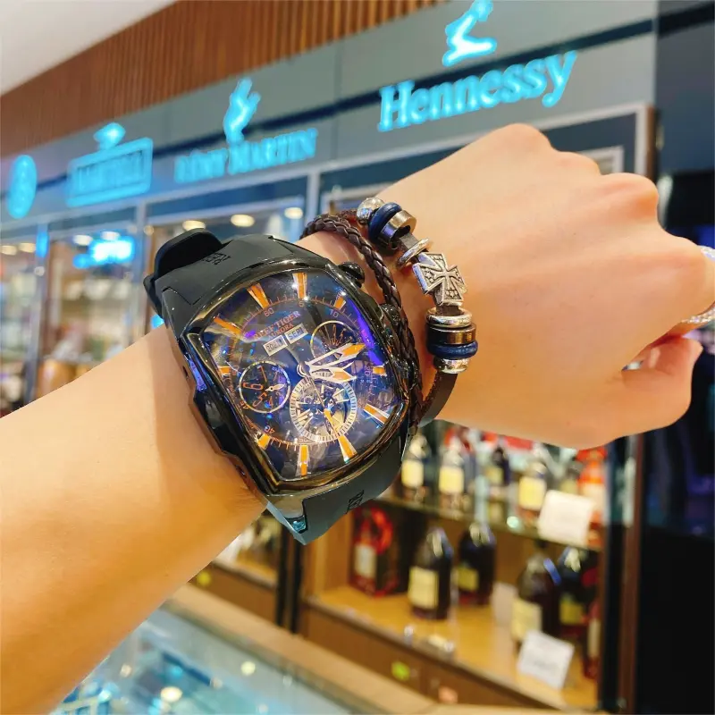 REEF TIGER Aurora Collection Tank II Automatic Mechanical Movement Watch Men's Watches Black Dial-3