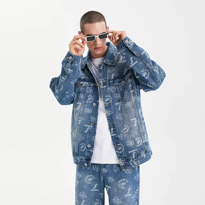 GUKUUL Loose Fit Denim Jacket Unisex Blue-4