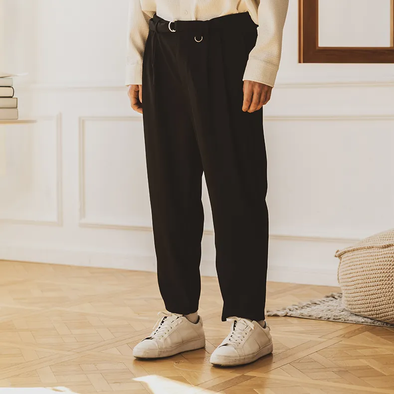 WAYNEXZAVIER Tapered Pants Casual Pants Men's Black-5