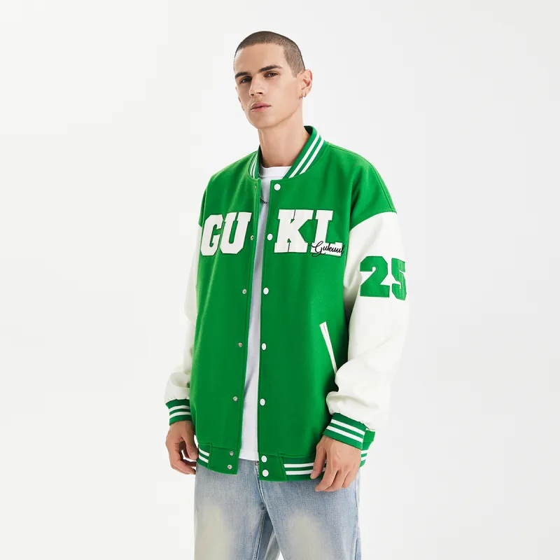 GUKUUL Baseball Jacket Winter Unisex Green-9