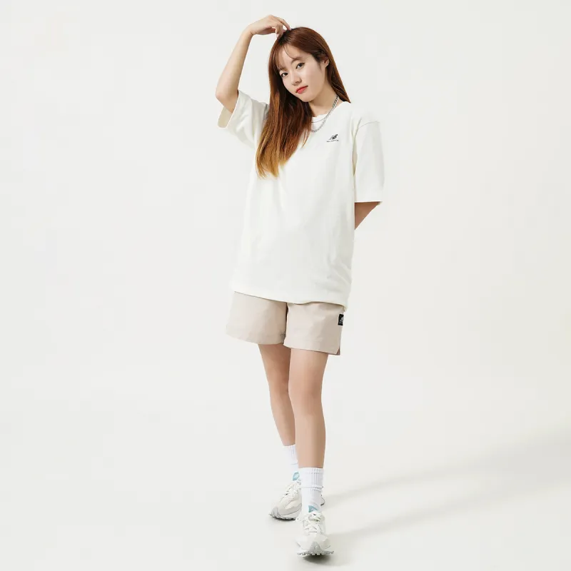 New Balance Drop Shoulder Sleeve T Shirt Unisex White-5