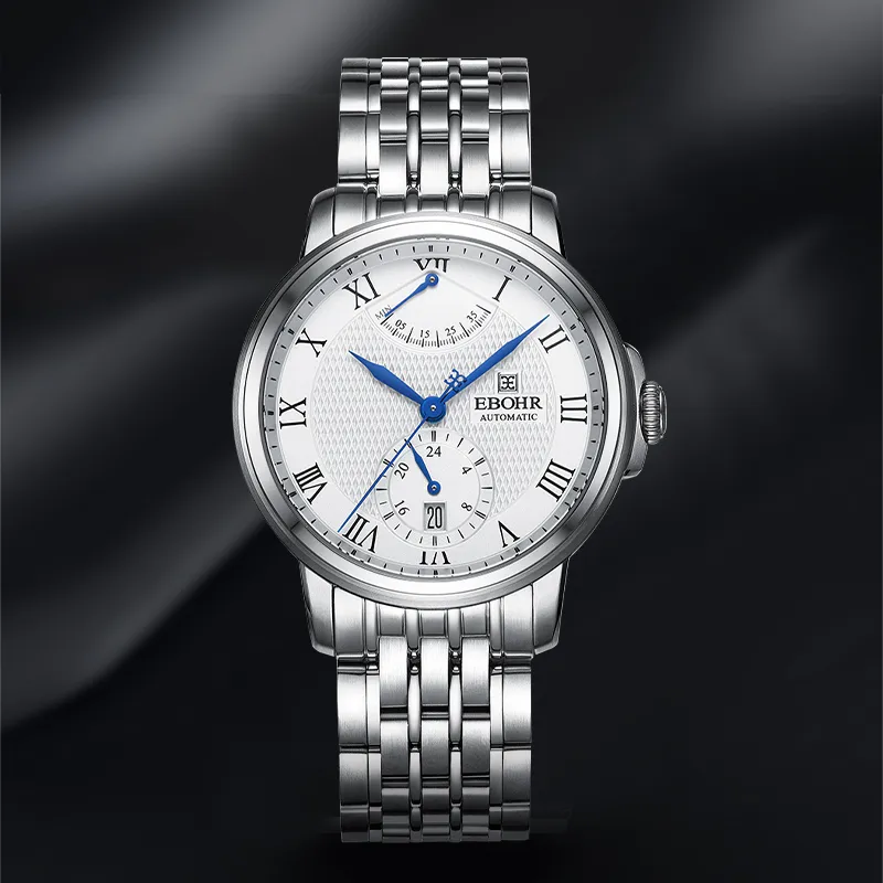 EBOHR Master Collection Automatic Mechanical Movement Stainless Steel Strap Watch Men's Watches White Dial-2