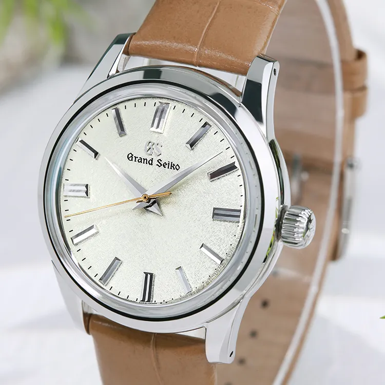 GRAND SEIKO Mechanical Movement Genuine Leather Strap Watch Unisex Silver Dial SBGW281G-5