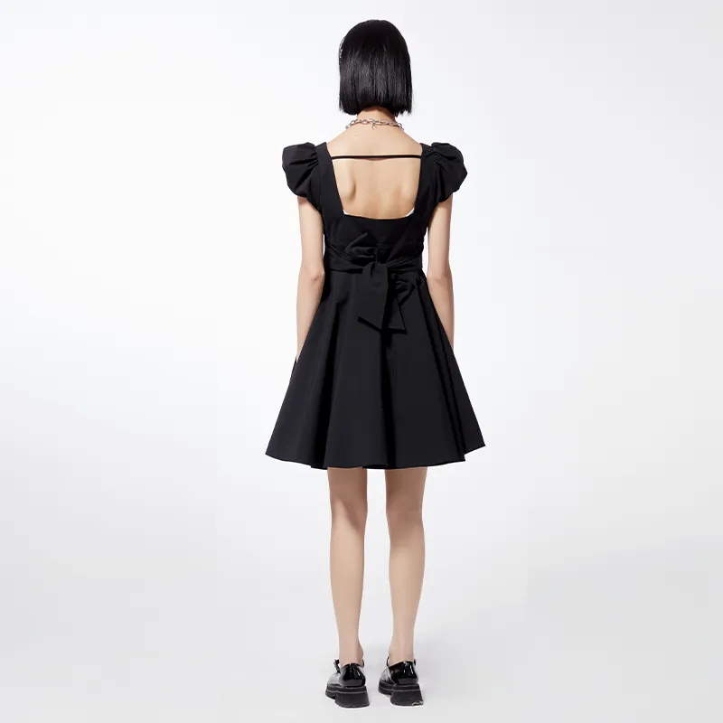 LOFT SHINE A Line Skirt Dress Black-2