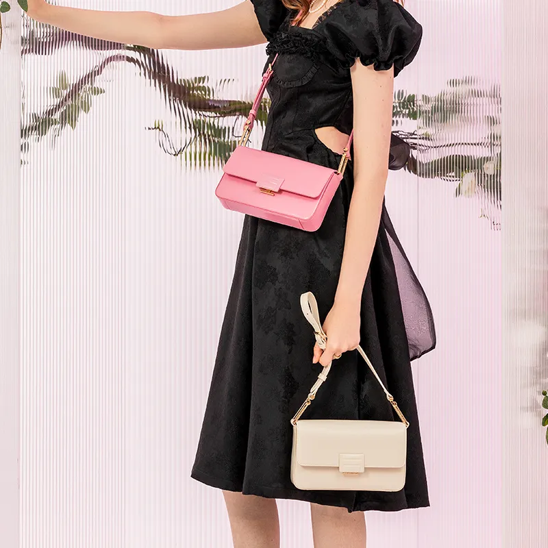 VANESSA HOGAN Cow Leather Chocolate Square Bag Chain Bag Shoulder Bag Crossbody Bag Women's Milkshake Pink-3