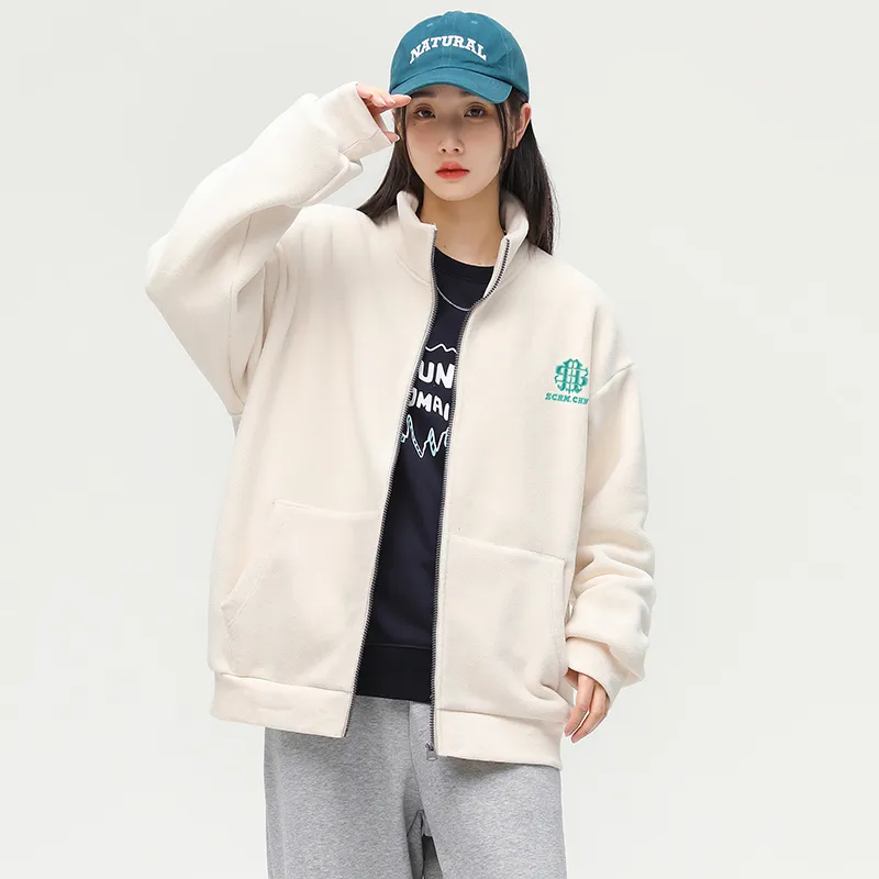 SCRM Stand Collar Loose Fit Cardigan Sweatshirt Unisex-7