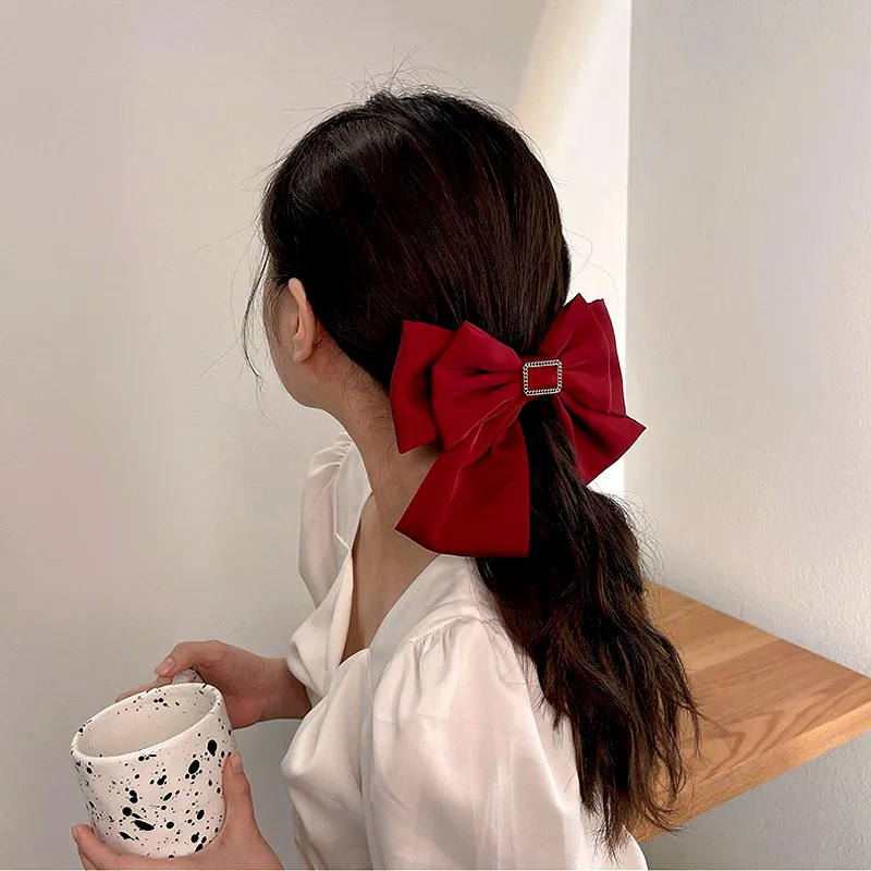 SENDME Hair Clips Women's Red Bowknot Hair Clip-2