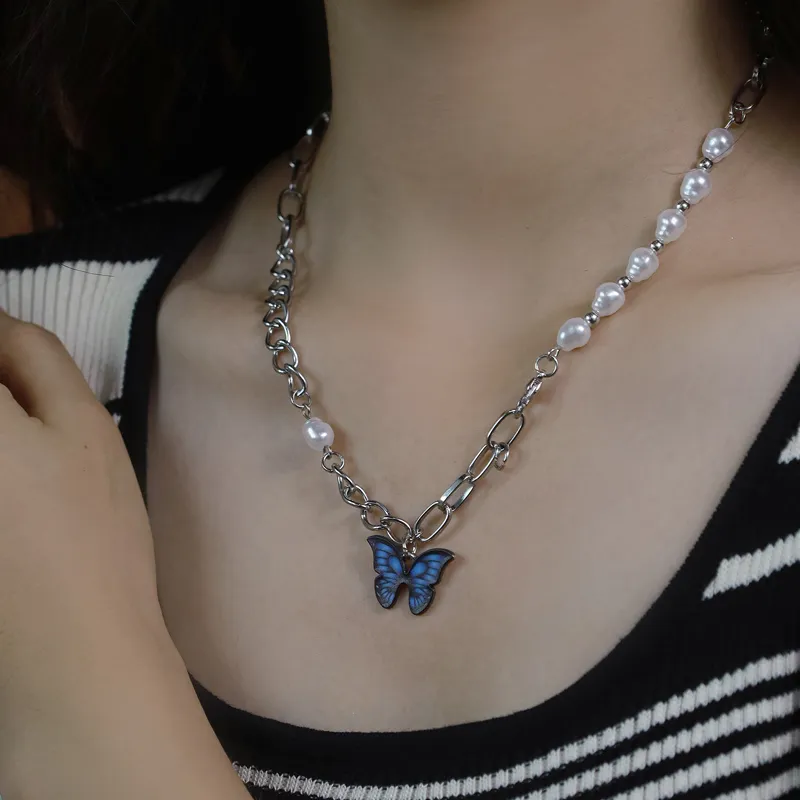 MOVER Necklaces Women's Blue Tail Butterfly Necklace-2