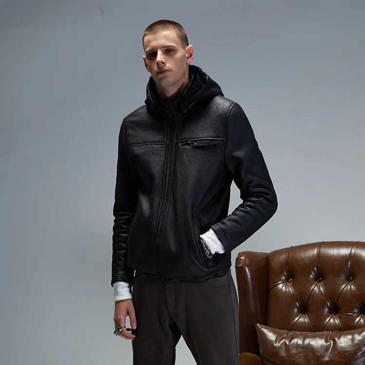 DAVID NAMAN Leather Jackets Men Black-2