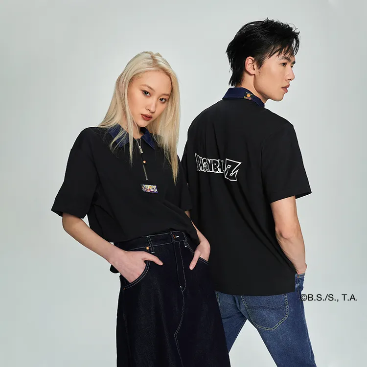 Dragon Ball X Lee X Dragon Ball Co brand Polo Shirts Unisex Black-2