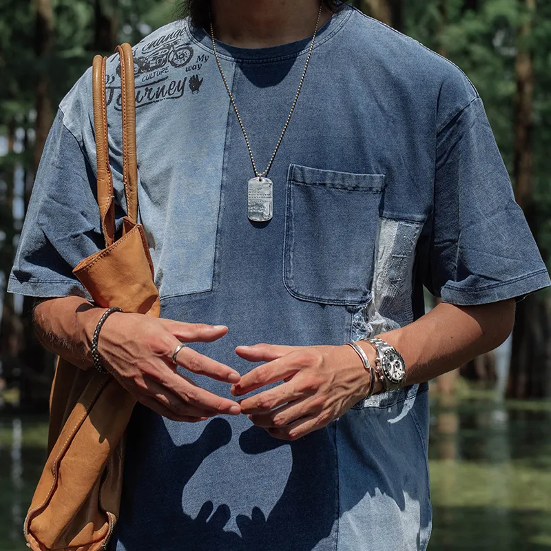 TEKABLU T Shirt Unisex Denim Blue-3