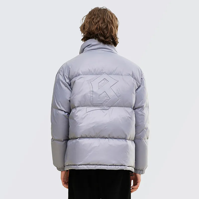 BAGGL Solid Color Stand Collar Loose Fit Thickened Down Jacket Unisex-13