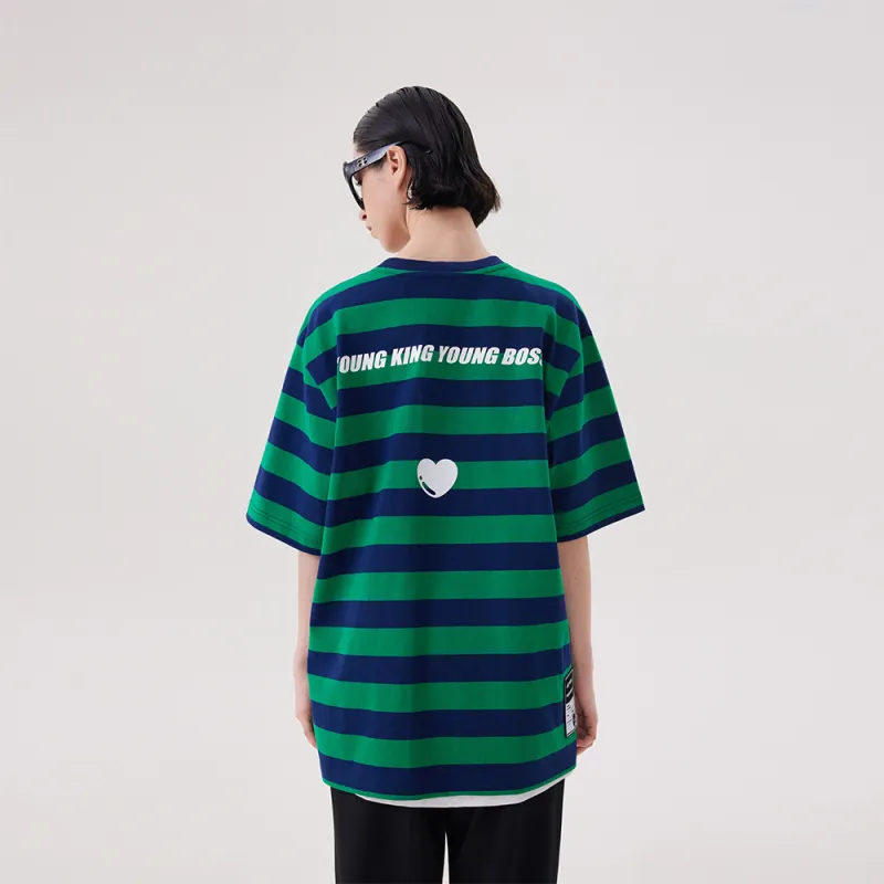 YK&YB T Shirts Unisex Blue Green Stripes-5