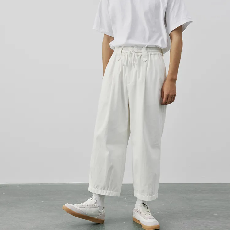 SeminP.ure Slim Waist Wide Leg Casual Pants Unisex Black/White-7