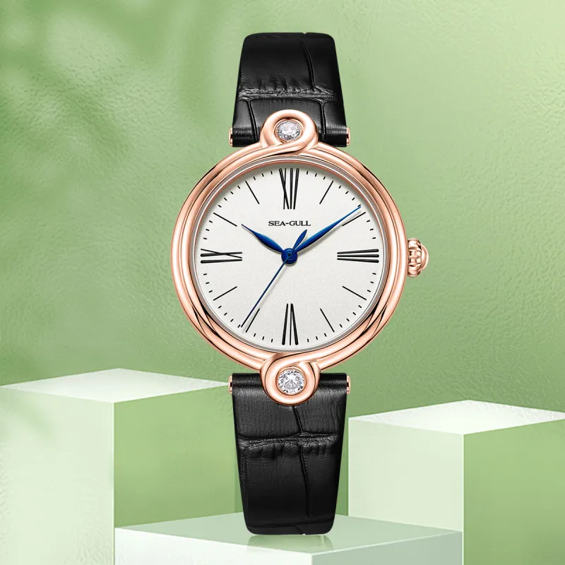 Sea Gull Unlimited Series Automatic Mechanical Movement Leather Strap Watch Women's Watch White Dial-19