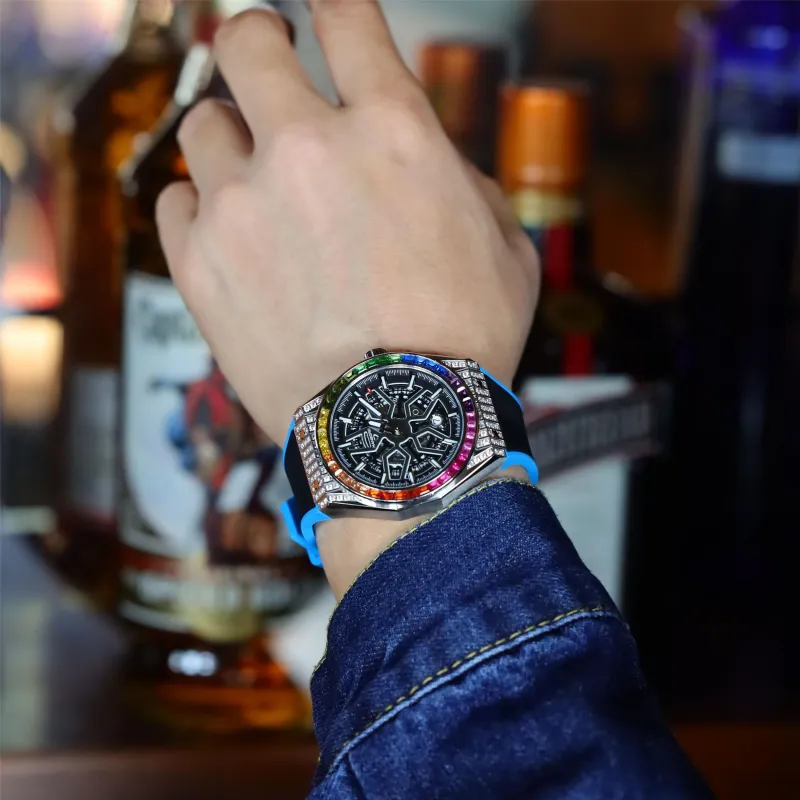 HANBORO Big Explosion Collection Automatic Mechanical Movement Watch Men's Watches Cut-Out Dial HBR9010-CL-4
