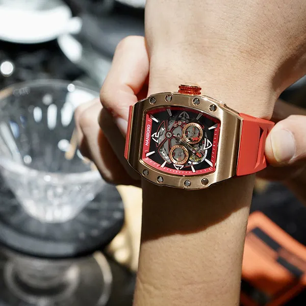 HANBORO Automatic Mechanical Movement Watch Men's Watches Cut-Out Dial HBR991-MR-4