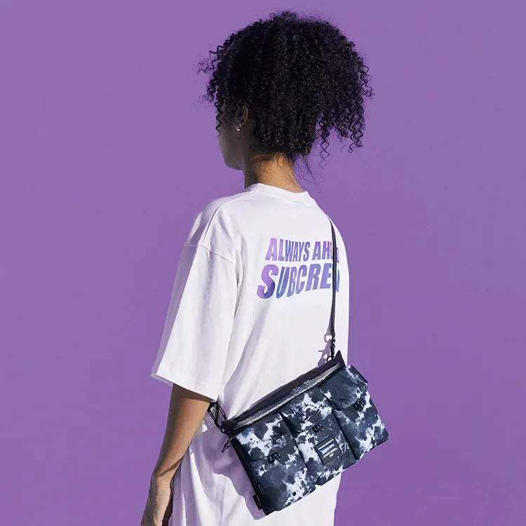 Subcrew Dream Holiday Series Polyester Messenger Bag Shoulder Bag Crossbody Bag Medium Size Unisex Black Tie-Dye-3