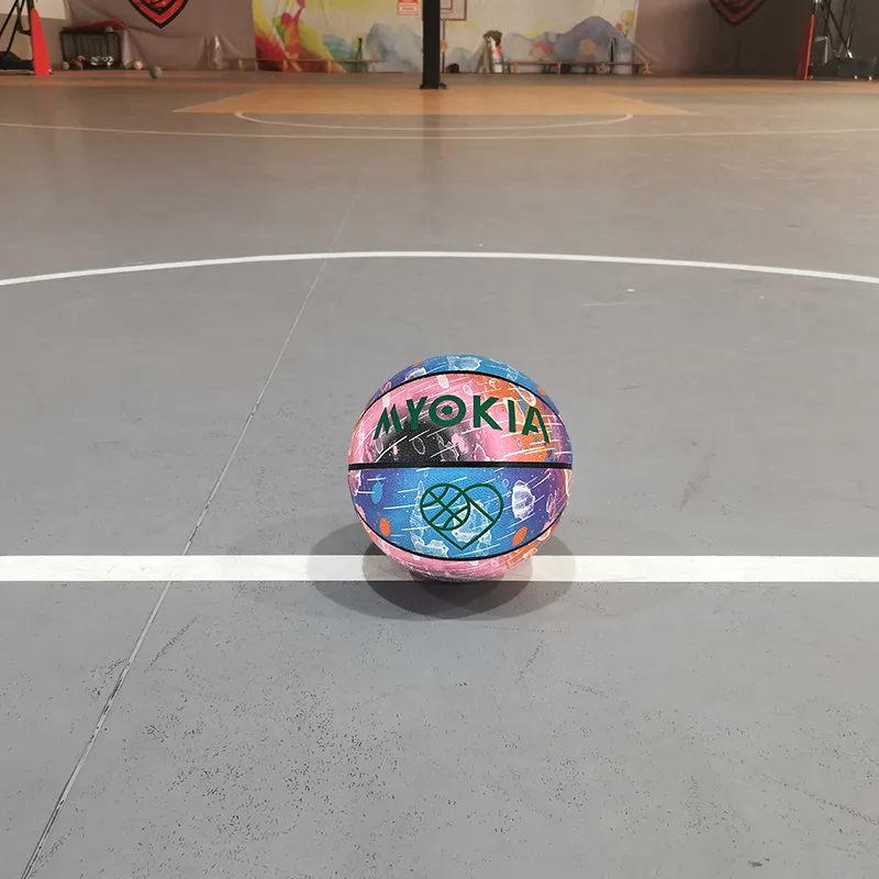 MYOKIA PU Basketball Multicolor Size 7 Ball Glow in The Dark Reflective Unisex-3